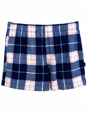 Eddie Bauer Navy & Pink Plaid Lounge Shorts